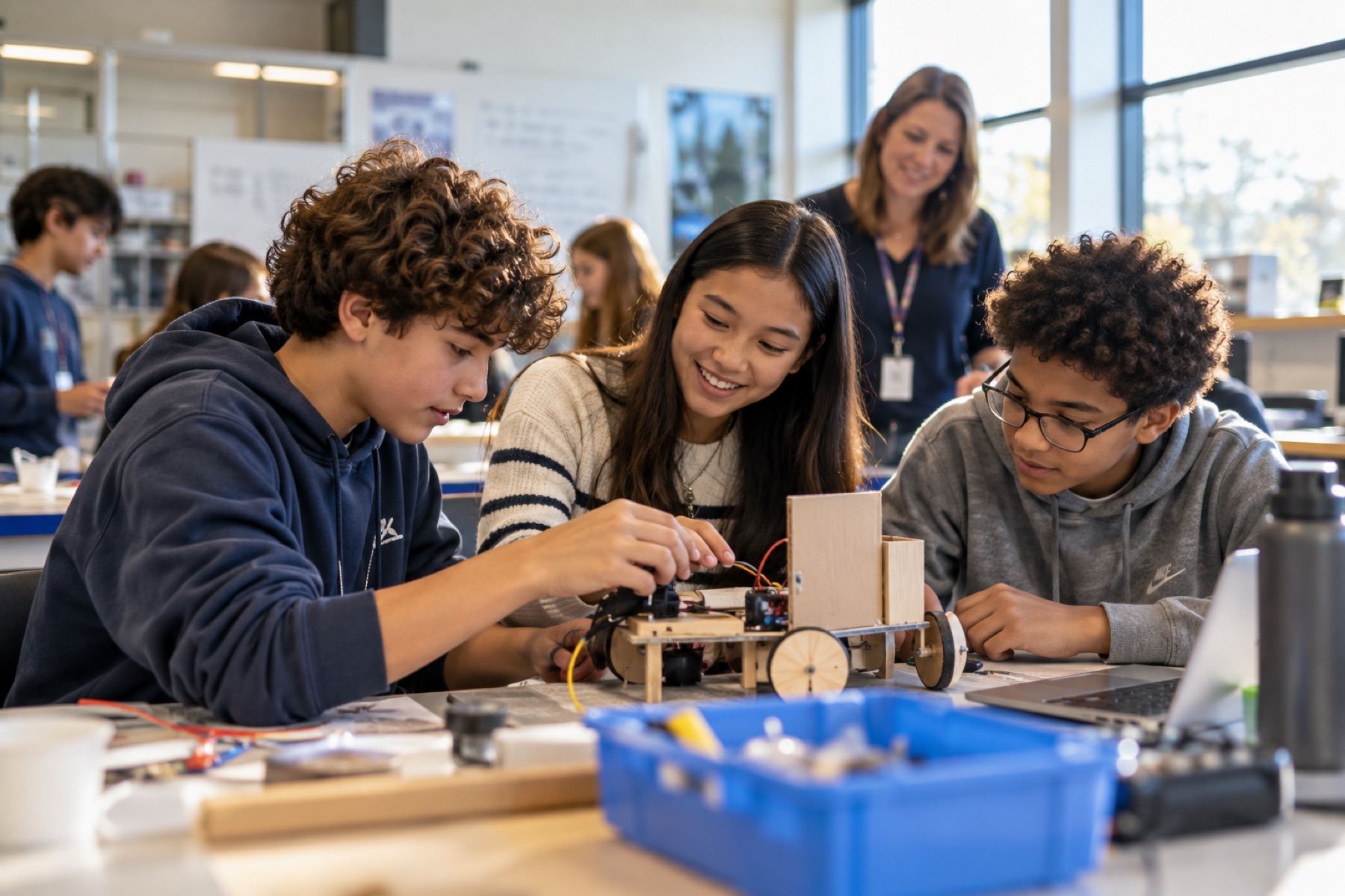 Students working together in a classroom